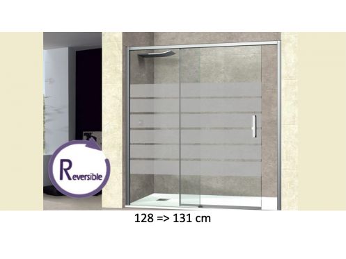 Doucheschuifdeur, 128 Ã  131 cm, met halfondoorzichtig glas - NANTES 310 bold